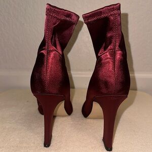 Red Satin Skinny GUESS Heel Booties